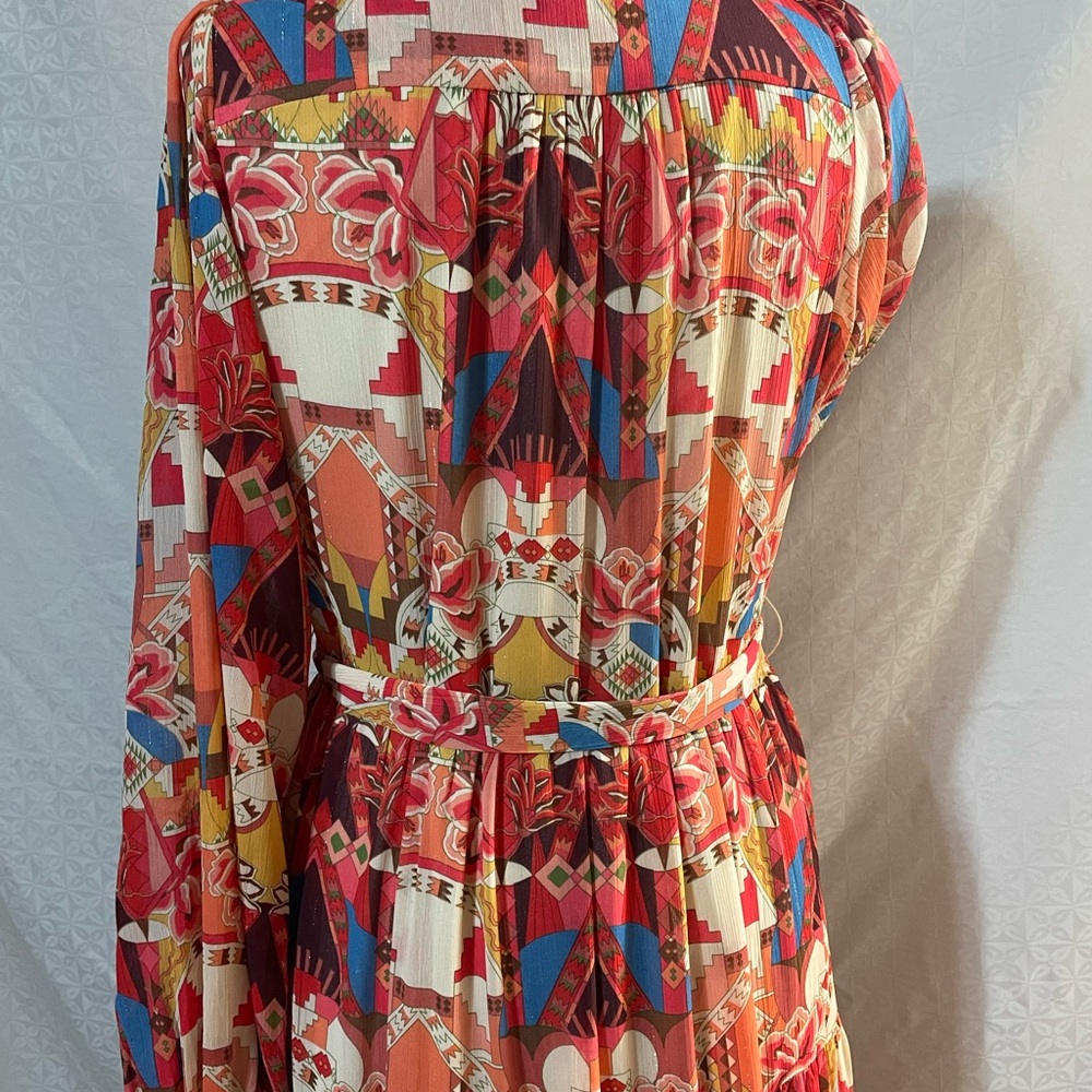 Jade Multicolor Geometric Pattern Long Sleeve Max… - image 2